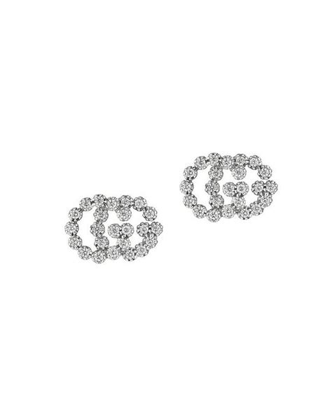 gucci crystal interlocking g earrings|gucci 18k white gold earrings.